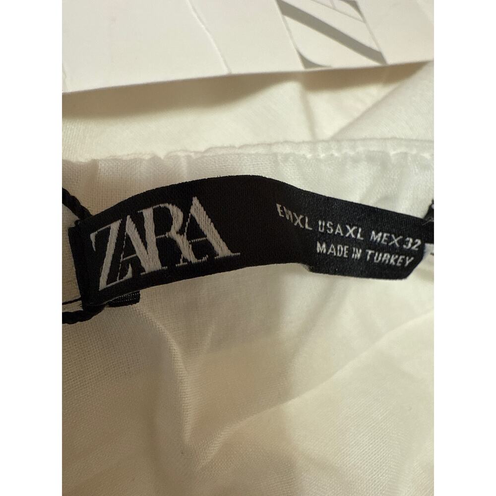 NEW Zara White Short Puff Sleeve Lace Up Back Square Neck Mini A Line Dress XL - Picture 4 of 6